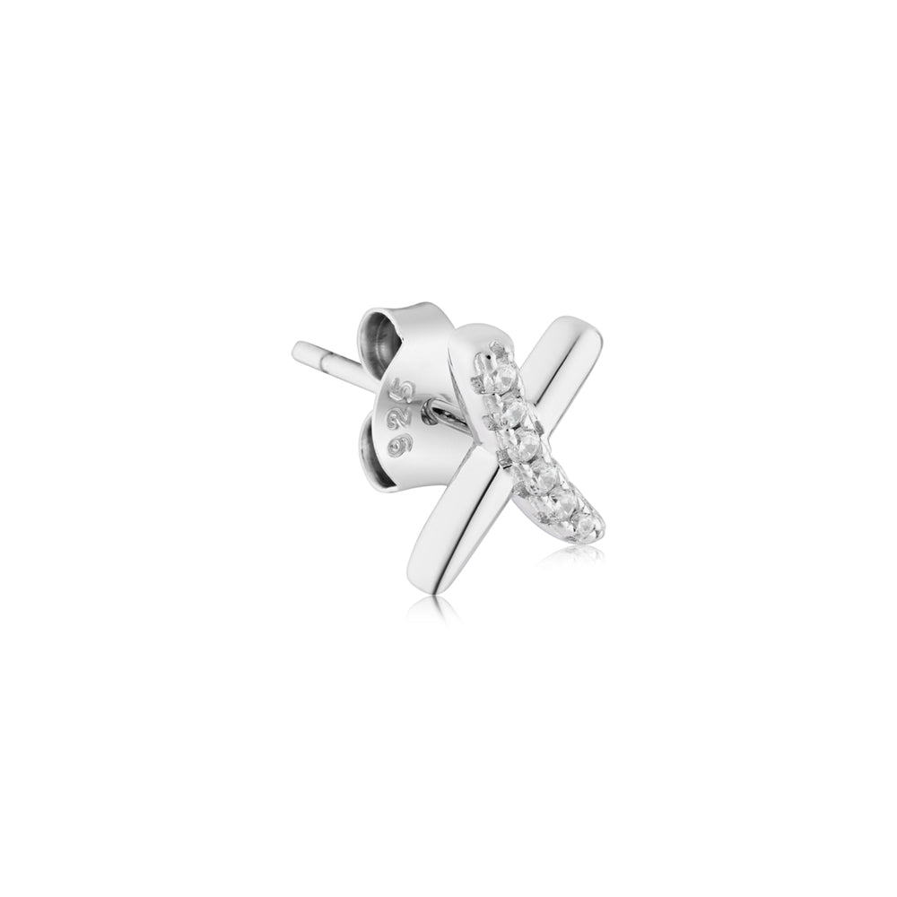 Argento Silver X Cross CZ Stud Earrings