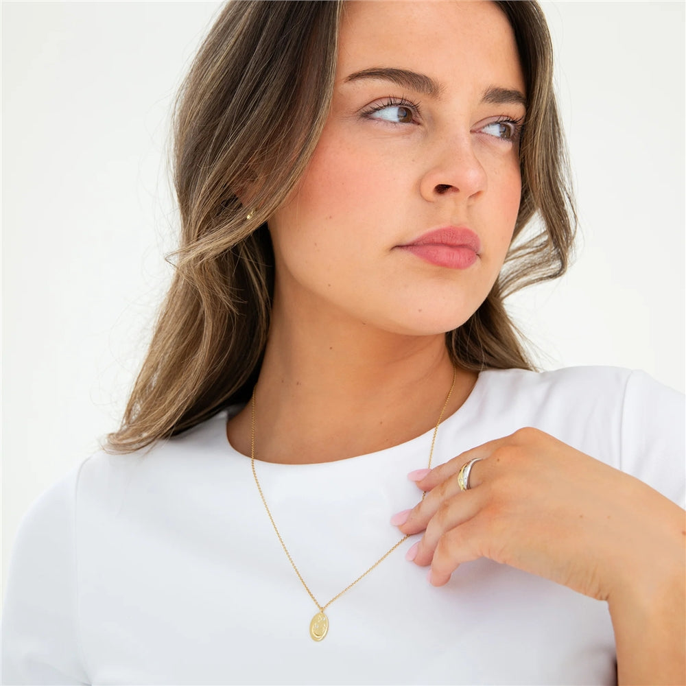 Seek + Find How Brightly You Shine Gold Oval Necklace