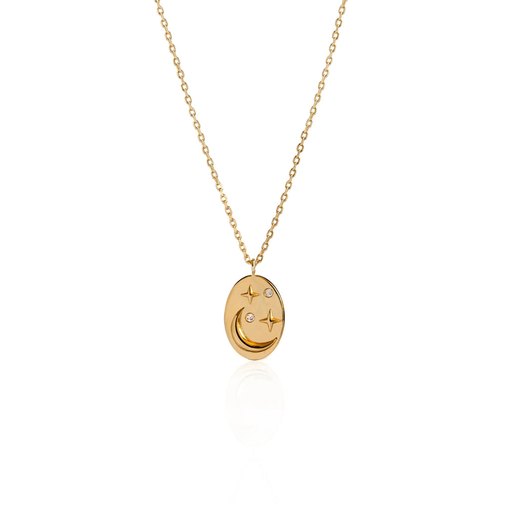 Seek + Find How Brightly You Shine Gold Oval Necklace