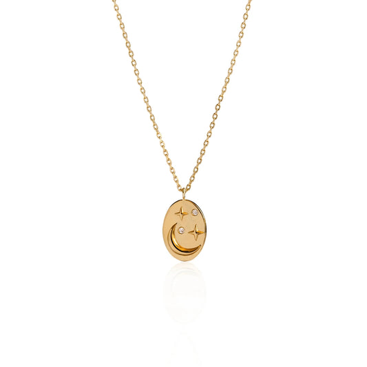 Seek + Find How Brightly You Shine Gold Oval Necklace
