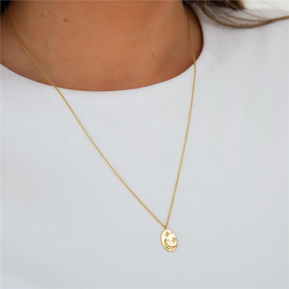 Seek + Find How Brightly You Shine Silver Oval Necklace