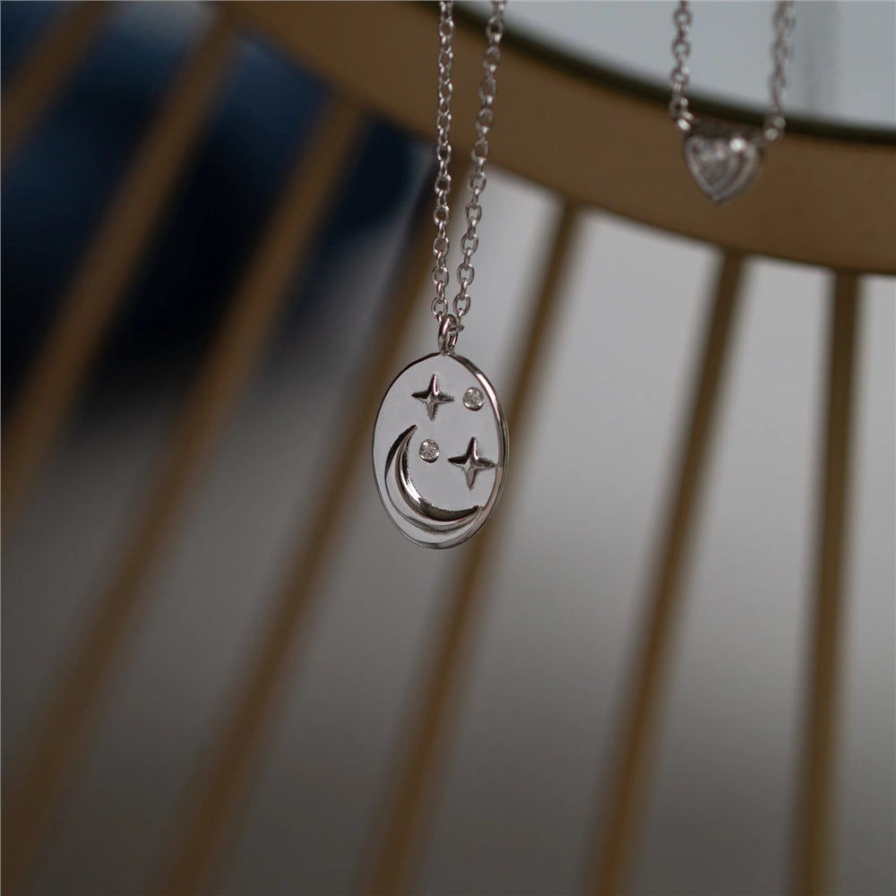 Seek + Find How Brightly You Shine Silver Oval Necklace