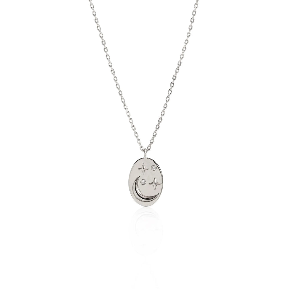 Seek + Find How Brightly You Shine Silver Oval Necklace