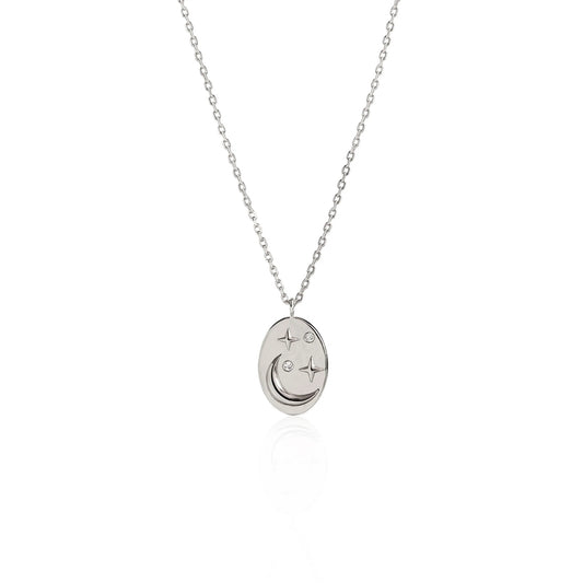 Seek + Find How Brightly You Shine Silver Oval Necklace