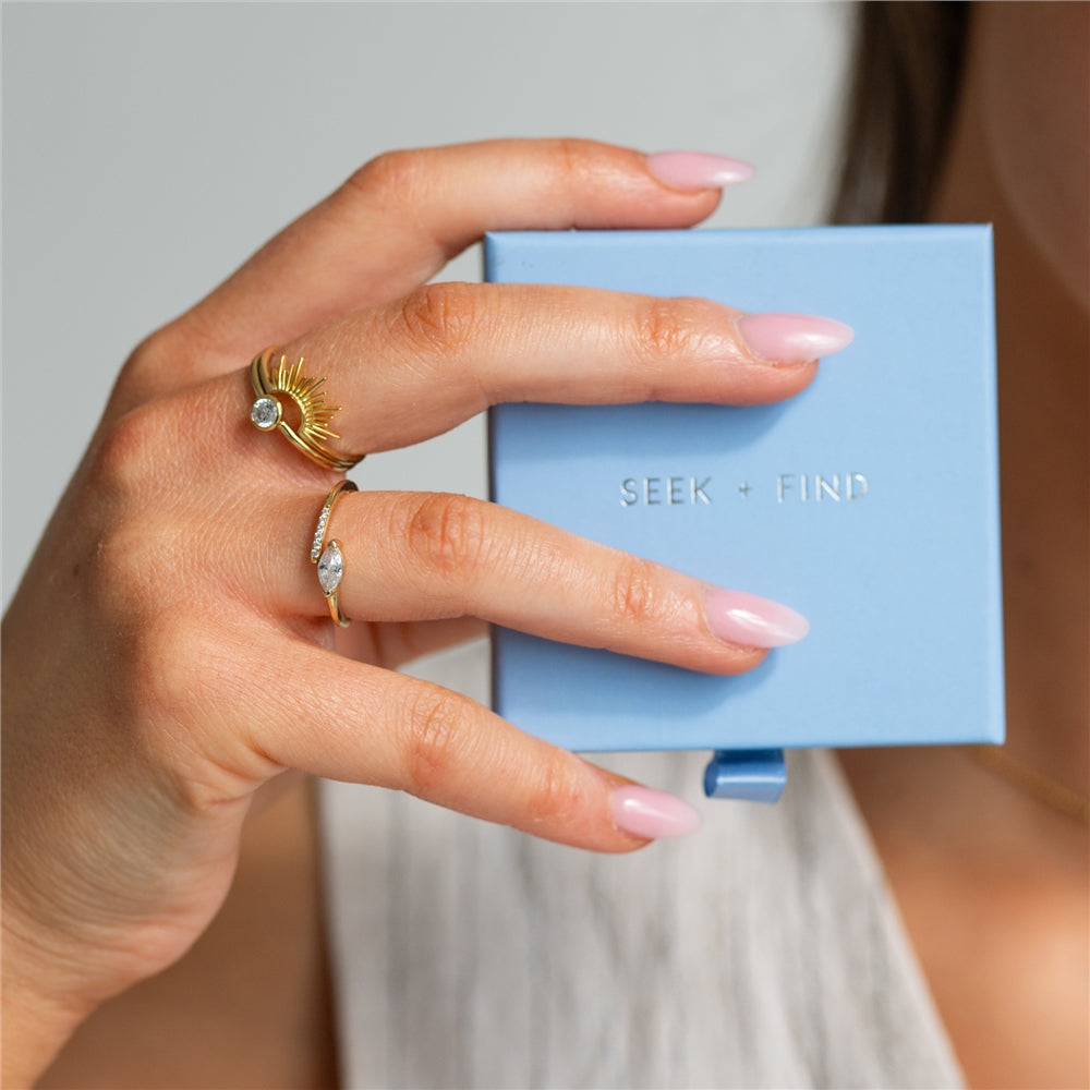 Seek + Find Filled With Light Gold Adjustable Ring