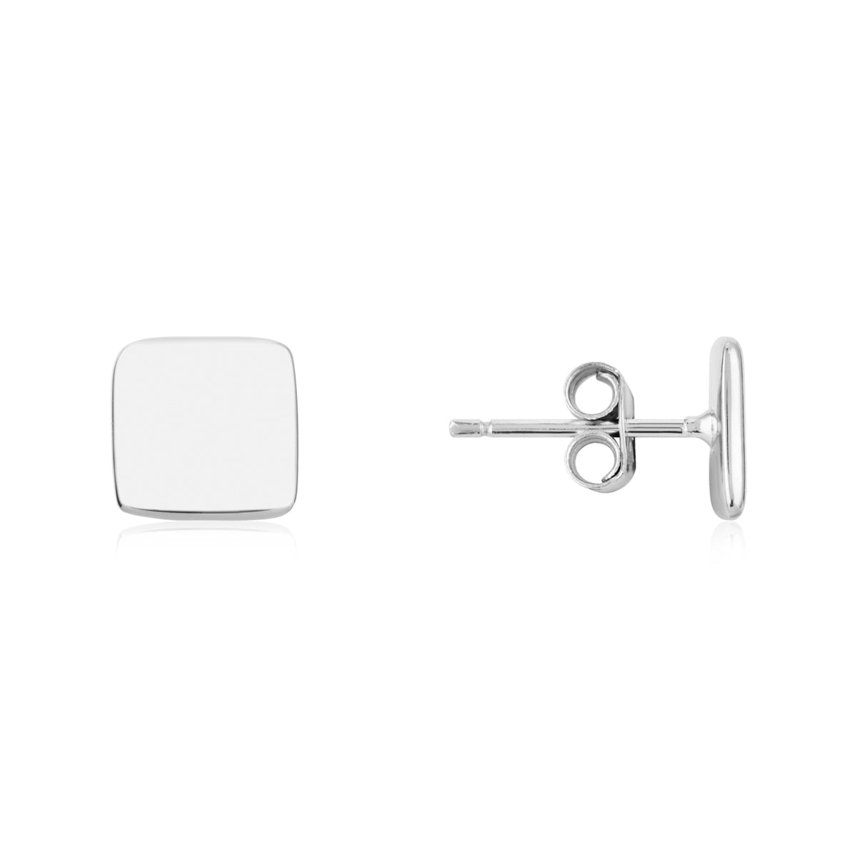 Argento Silver Men's Square Stud Earrings