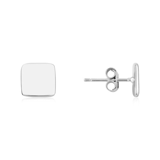 Argento Silver Men's Square Stud Earrings