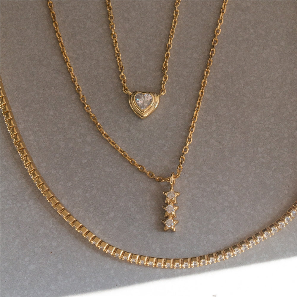 Seek + Find Shine Trio Star Gold Necklace