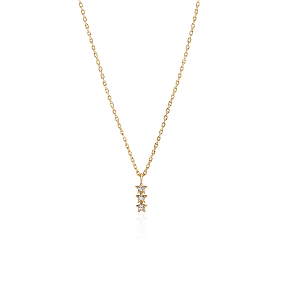 Seek + Find Shine Trio Star Gold Necklace