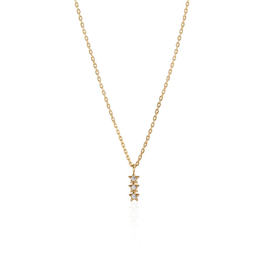 Seek + Find Shine Trio Star Gold Necklace