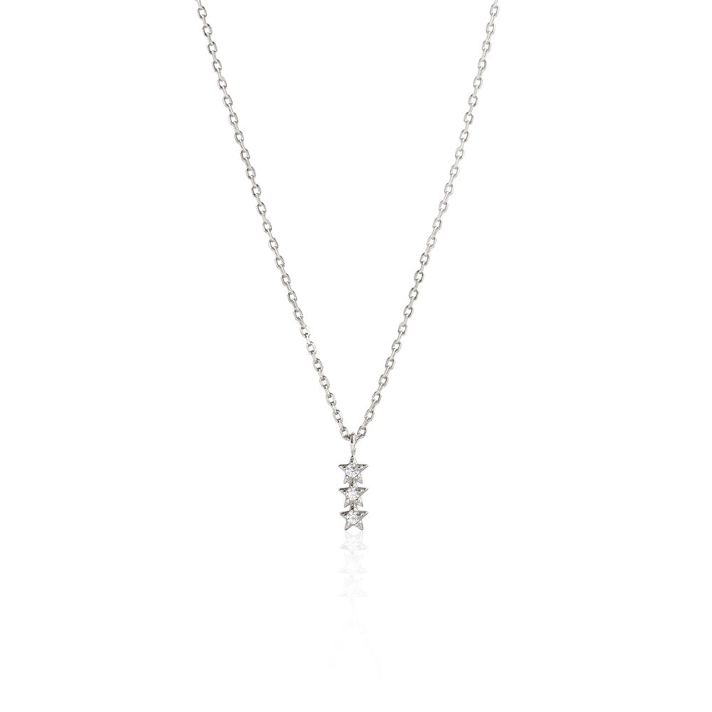 Seek + Find Shine Trio Star Silver Necklace