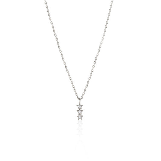 Seek + Find Shine Trio Star Silver Necklace