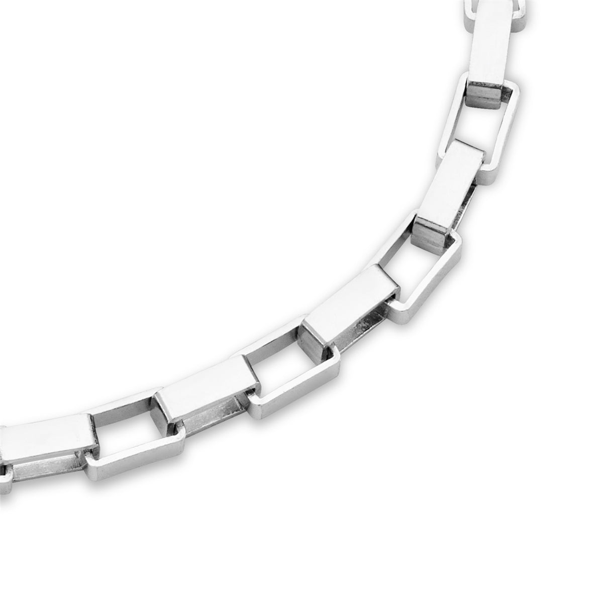 Argento Silver Mens Rectangle Link Bracelet