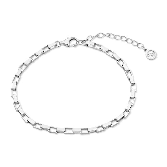 Argento Silver Mens Rectangle Link Bracelet