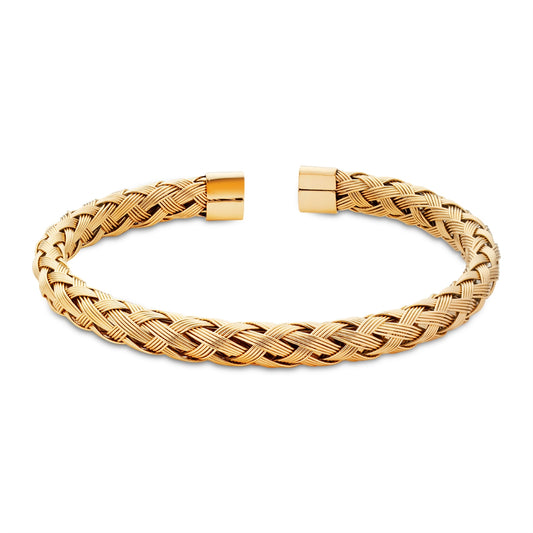 Over & Over 14k Gold Plated Mens Plaited Bangle