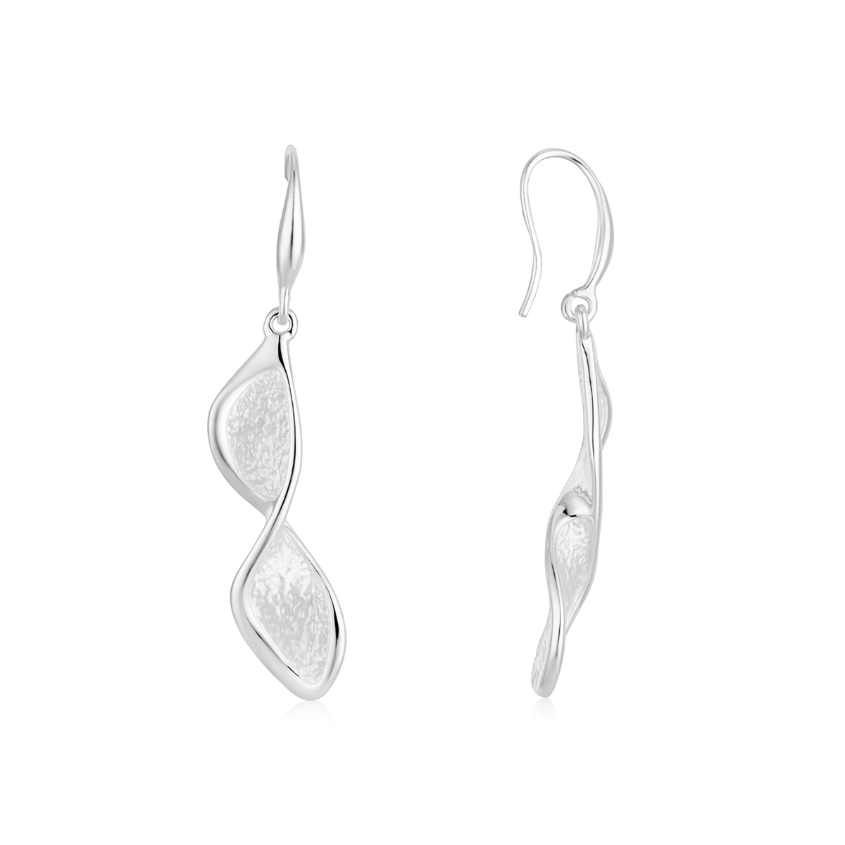 August Woods Silver Diamond Twist Drop Earrings