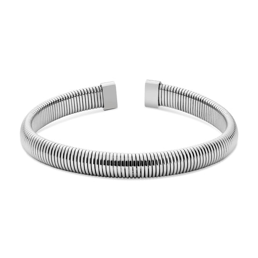 Over & Over Silver Men's Open Ridge Bangle