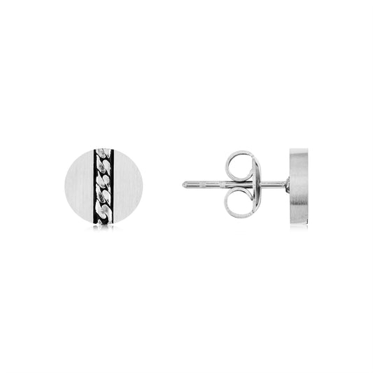 Over & Over Silver Men's Curb Chain Studs