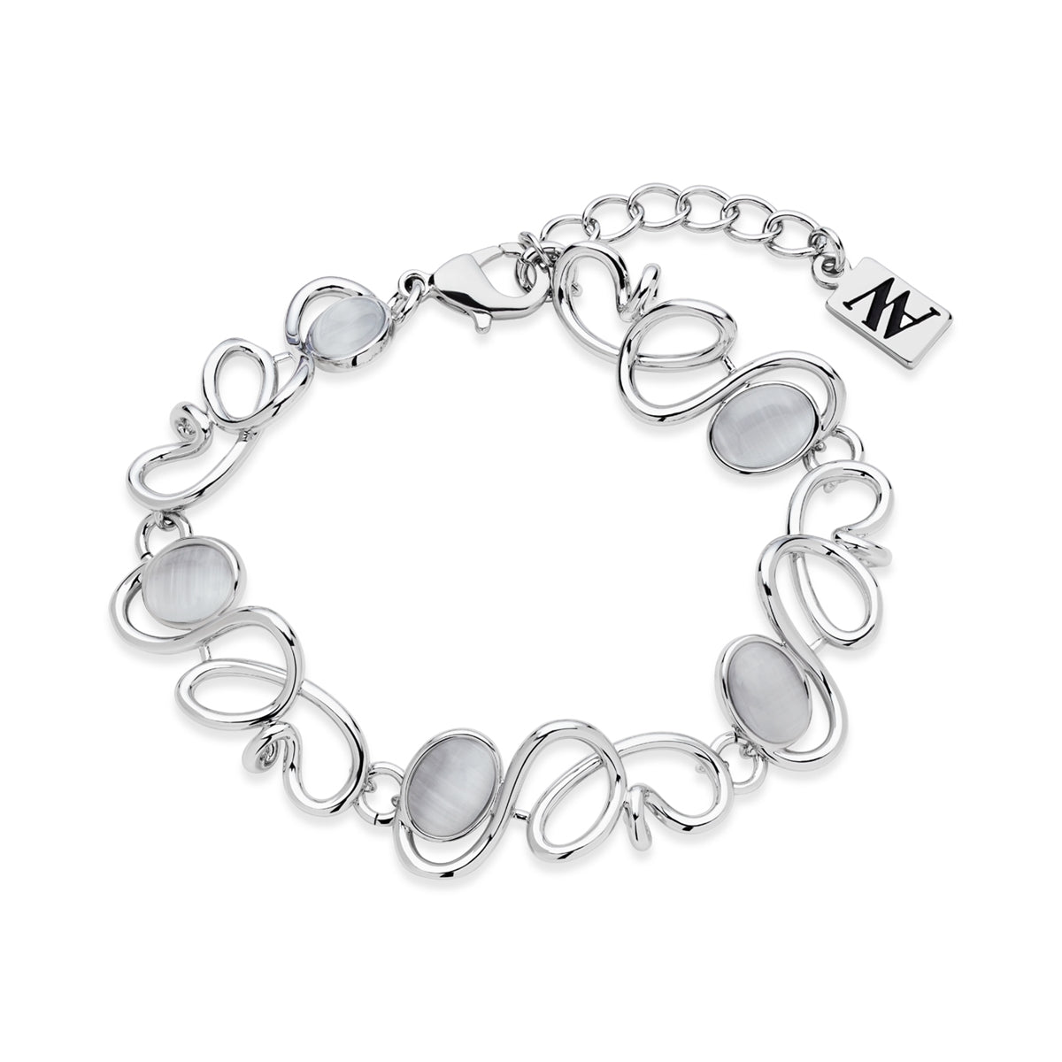 August Woods Silver Swirl Mother of Pearl Bracelet