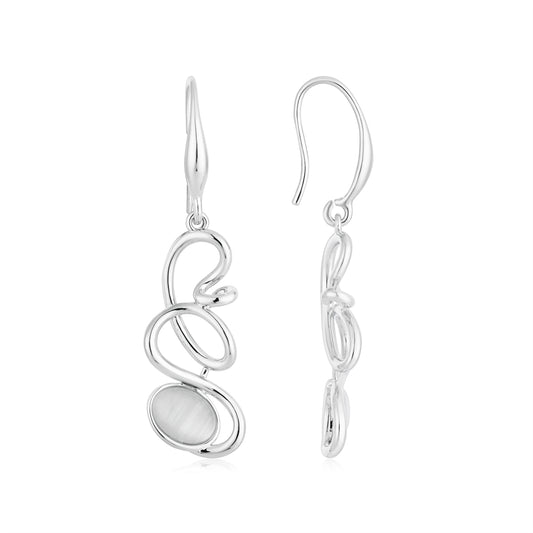 August Woods Silver Swirl CZ Drop Earrings