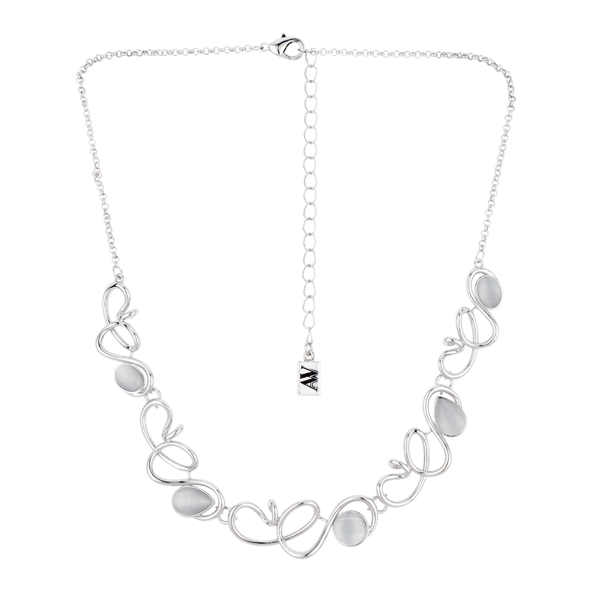 August Woods Silver Swirl Mother of Pearl Necklace