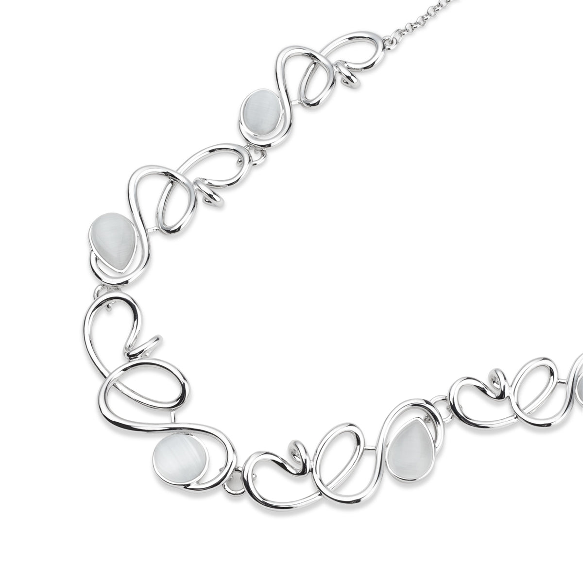 August Woods Silver Swirl Mother of Pearl Necklace