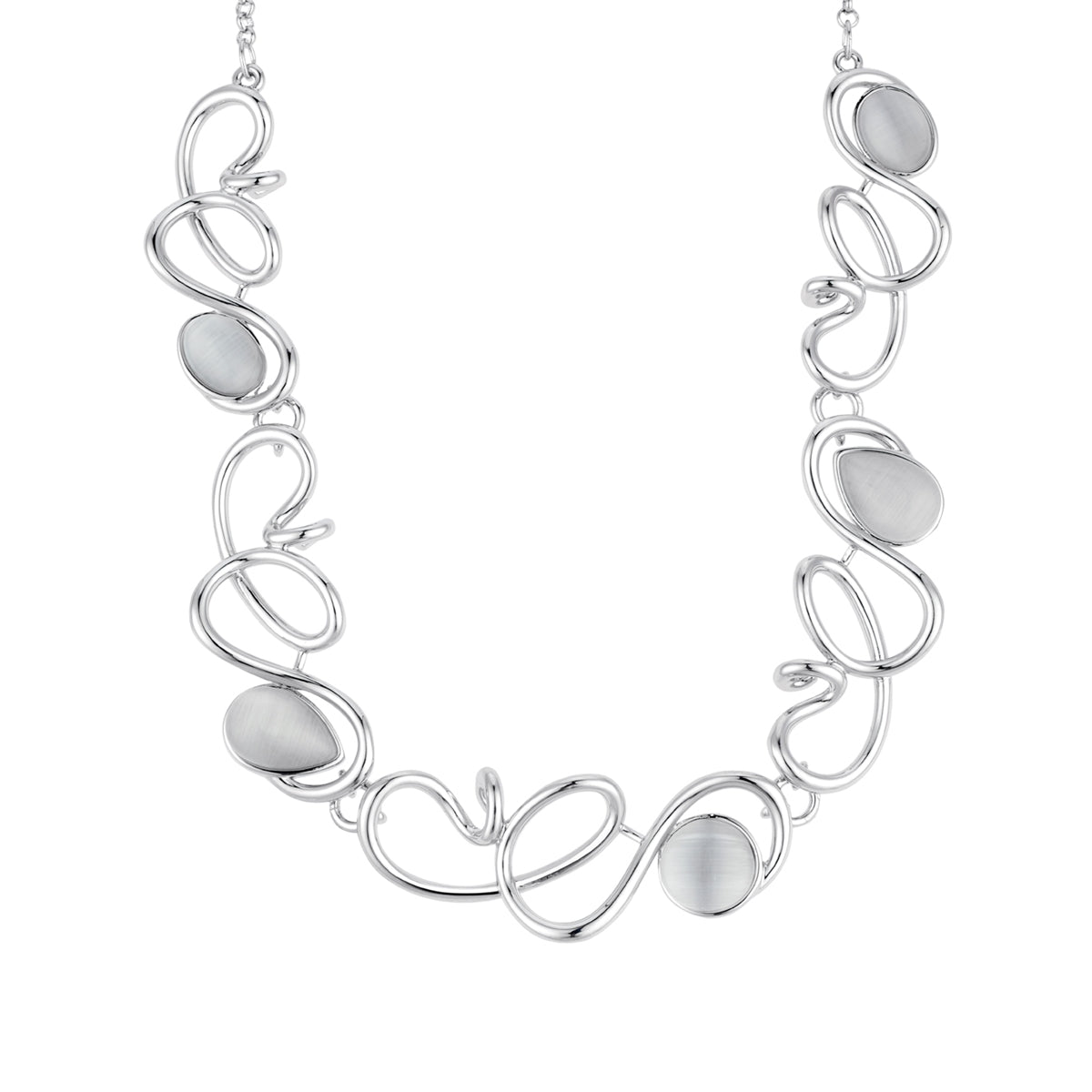 August Woods Silver Swirl Mother of Pearl Necklace