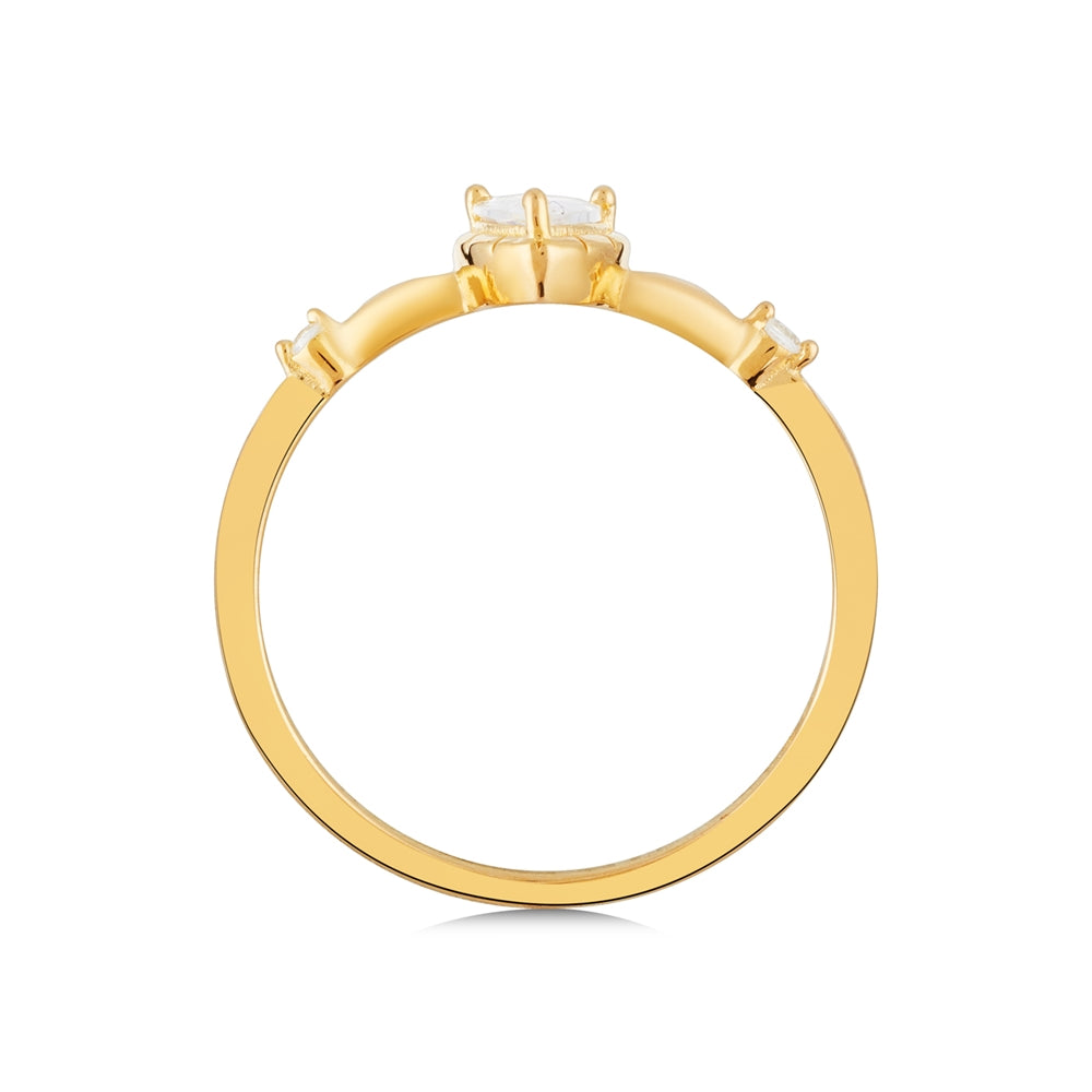 Argento Gold  Pear Halo Bezel Ring