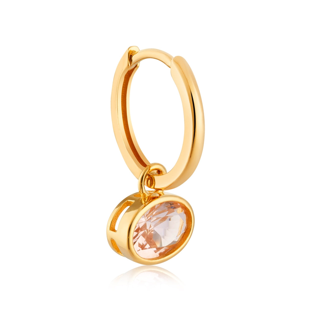 Argento Gold Bezel Set Coral Hoop CZ Earrings
