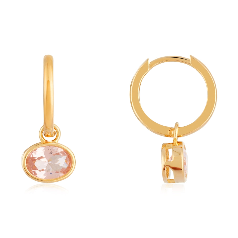 Gold Bezel Set Hoop CZ Earrings