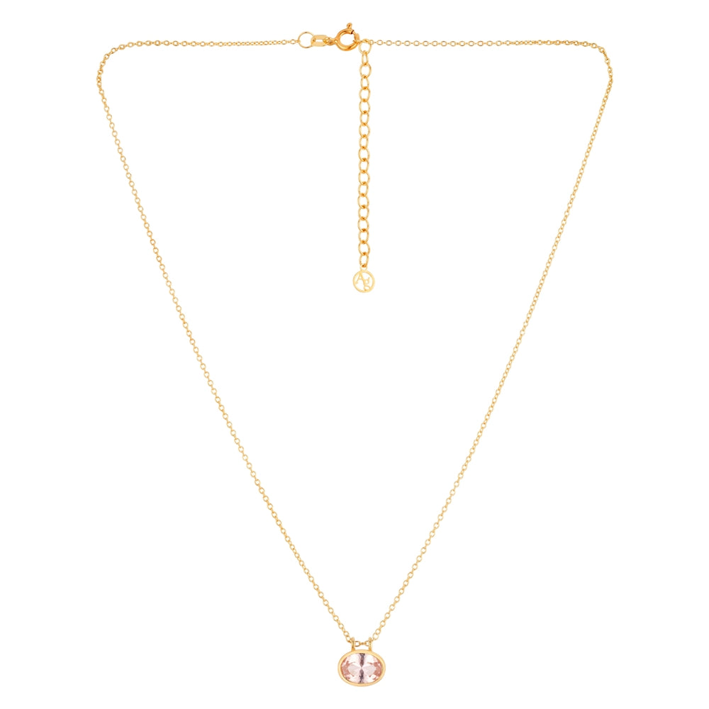 Argento Gold Bezel Set Coral CZ Necklace