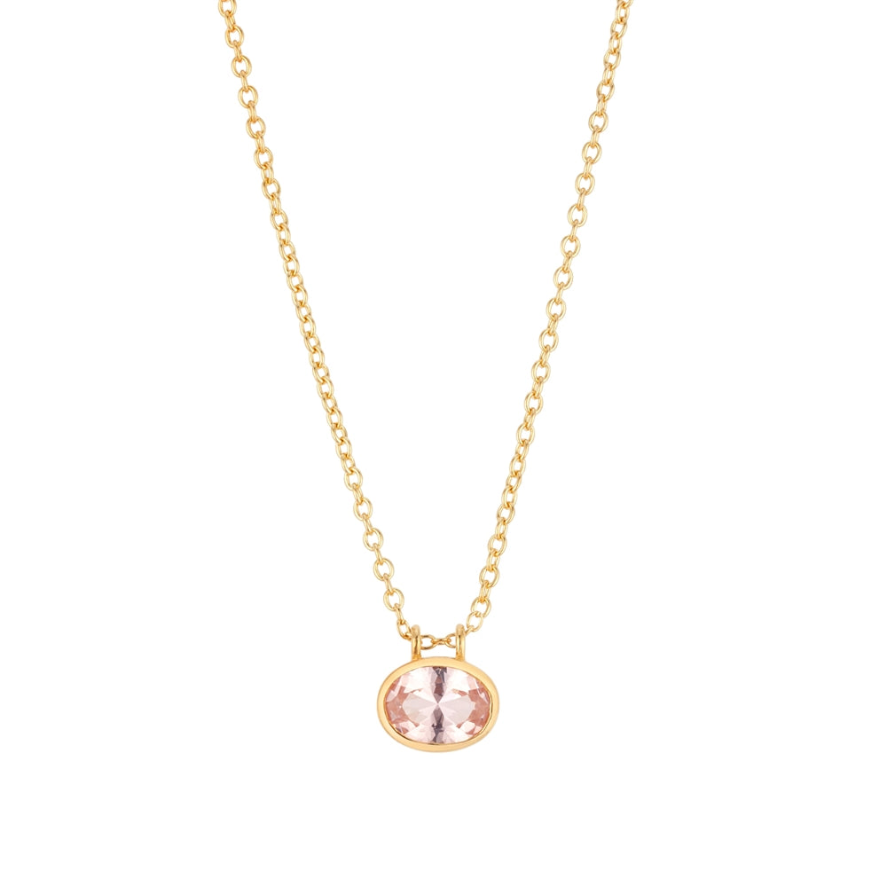 Argento Gold Bezel Set Coral CZ Necklace