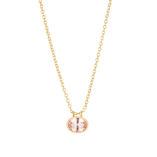 Argento Gold Bezel Set Coral CZ Necklace