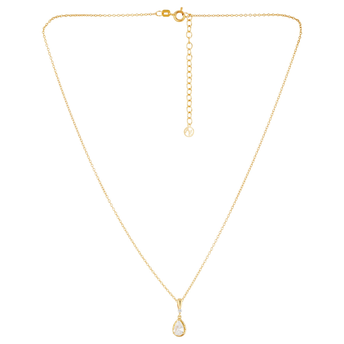 Argento Gold Pear Halo Bezel Necklace