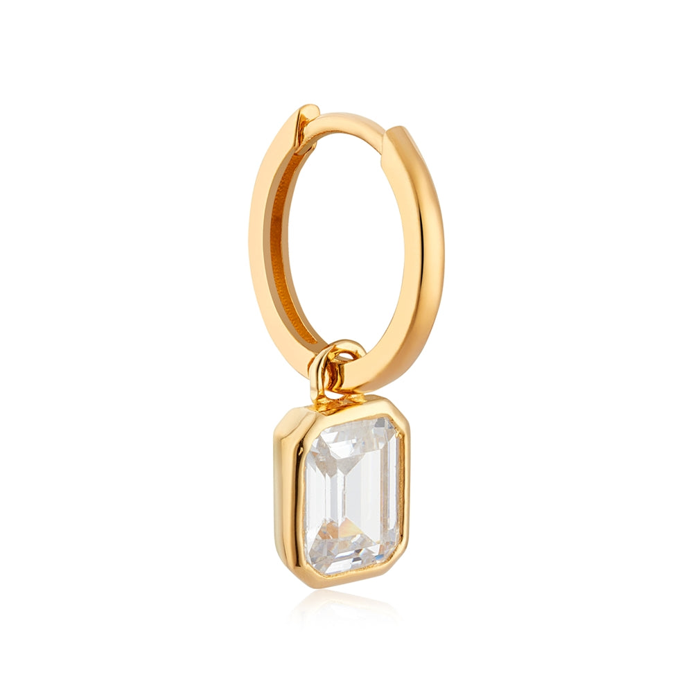 Argento Gold Rectangle Bezel CZ Hoop Earrings