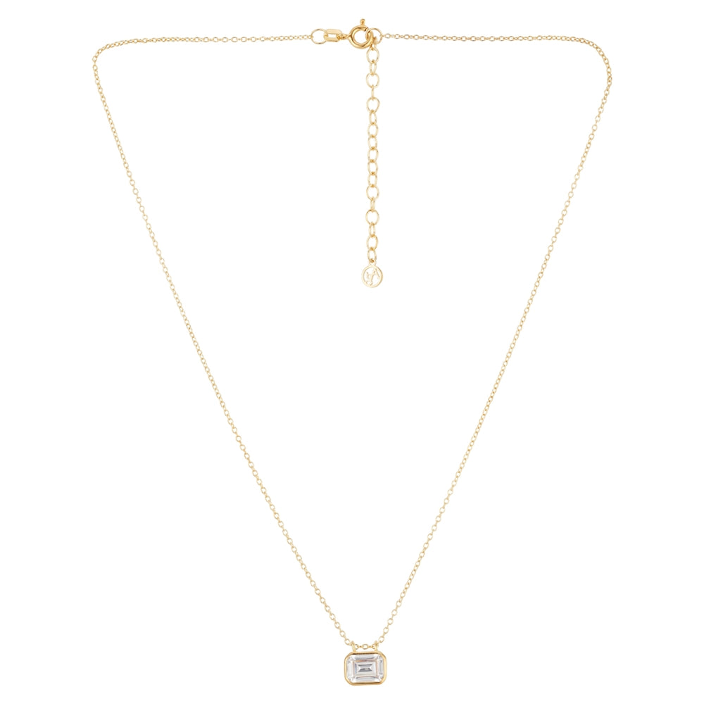 Argento Gold Rectangle Bezel CZ Necklace