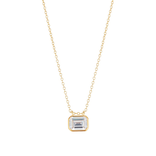 Argento Gold Rectangle Bezel CZ Necklace