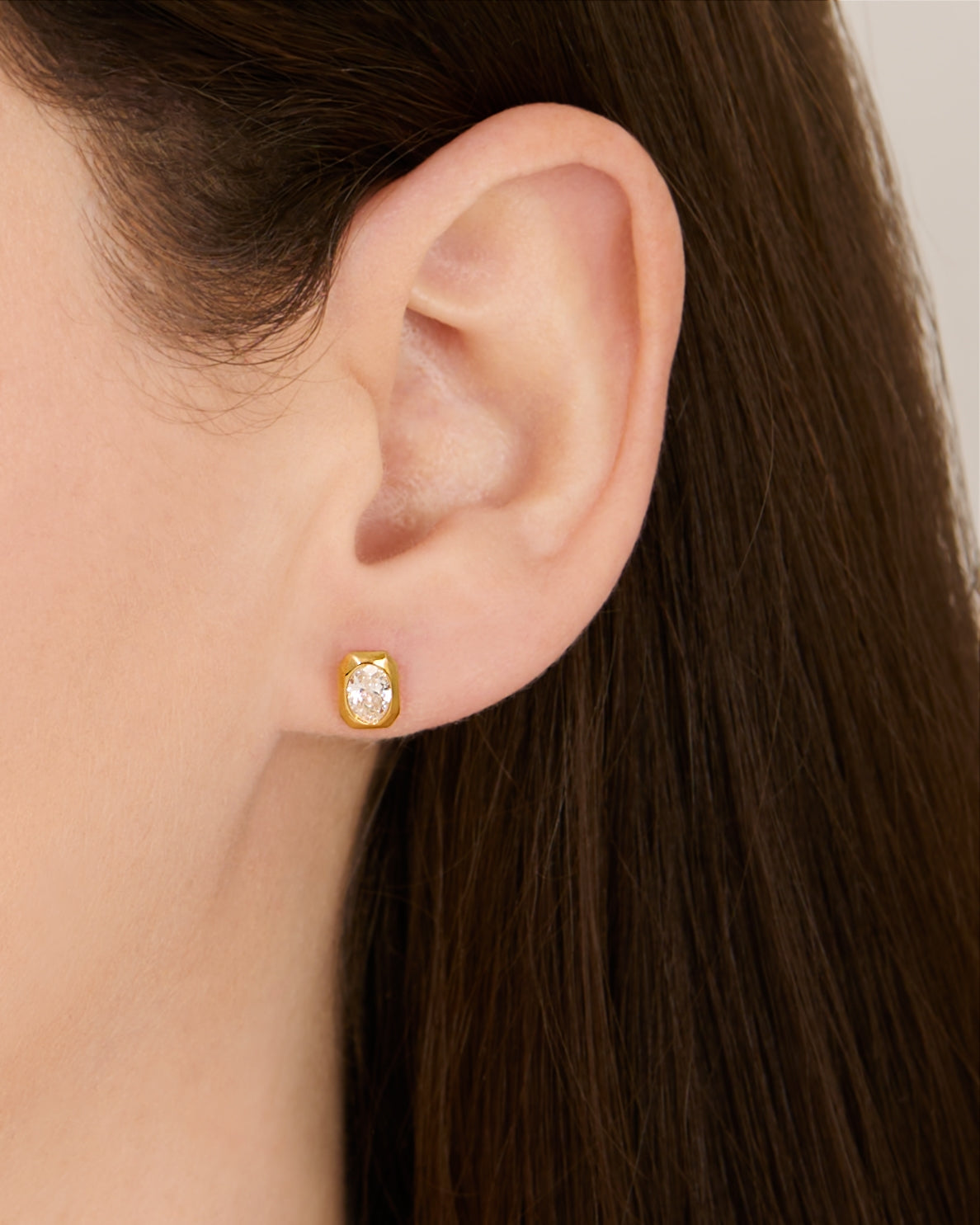 Argento Gold Rectangular Solitaire Earrings