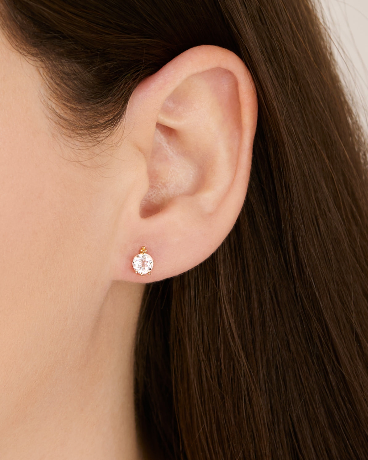 Argento Gold White Topaz Solitaire Earrings