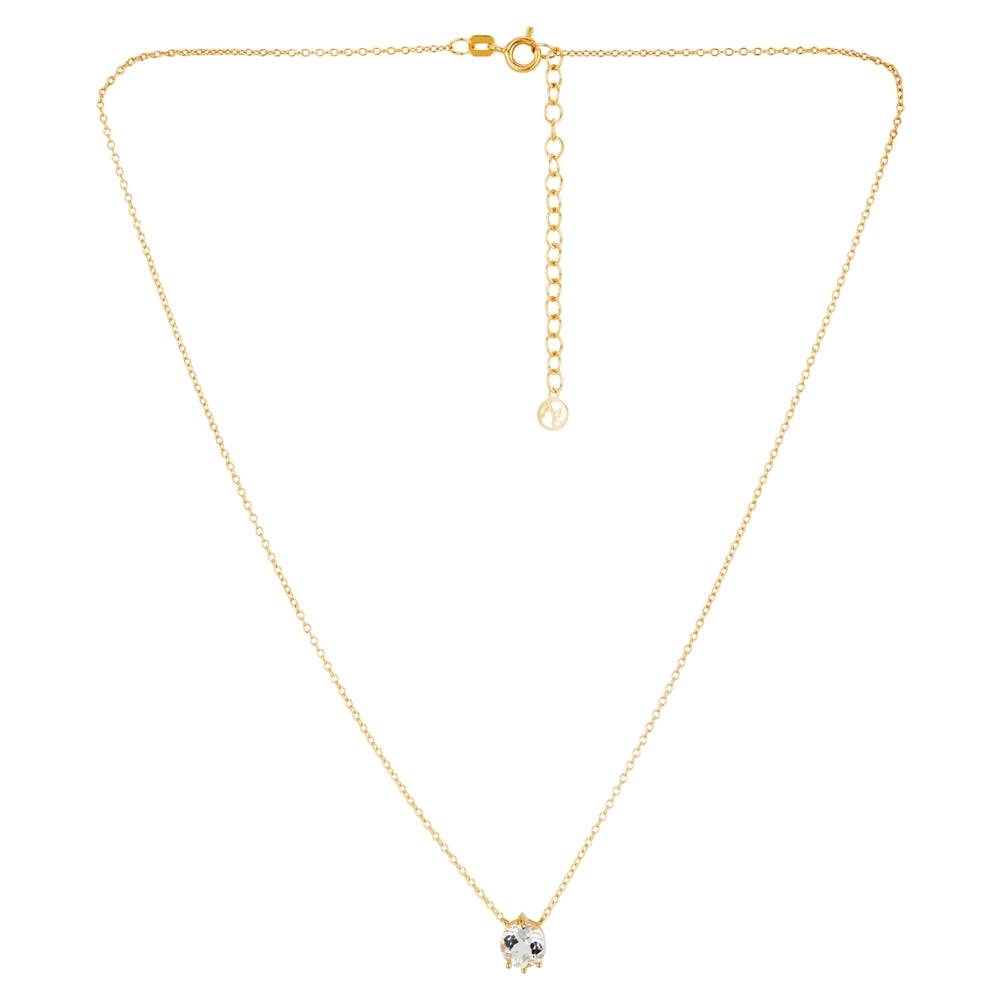 Argento Gold White Topaz Solitaire Necklace