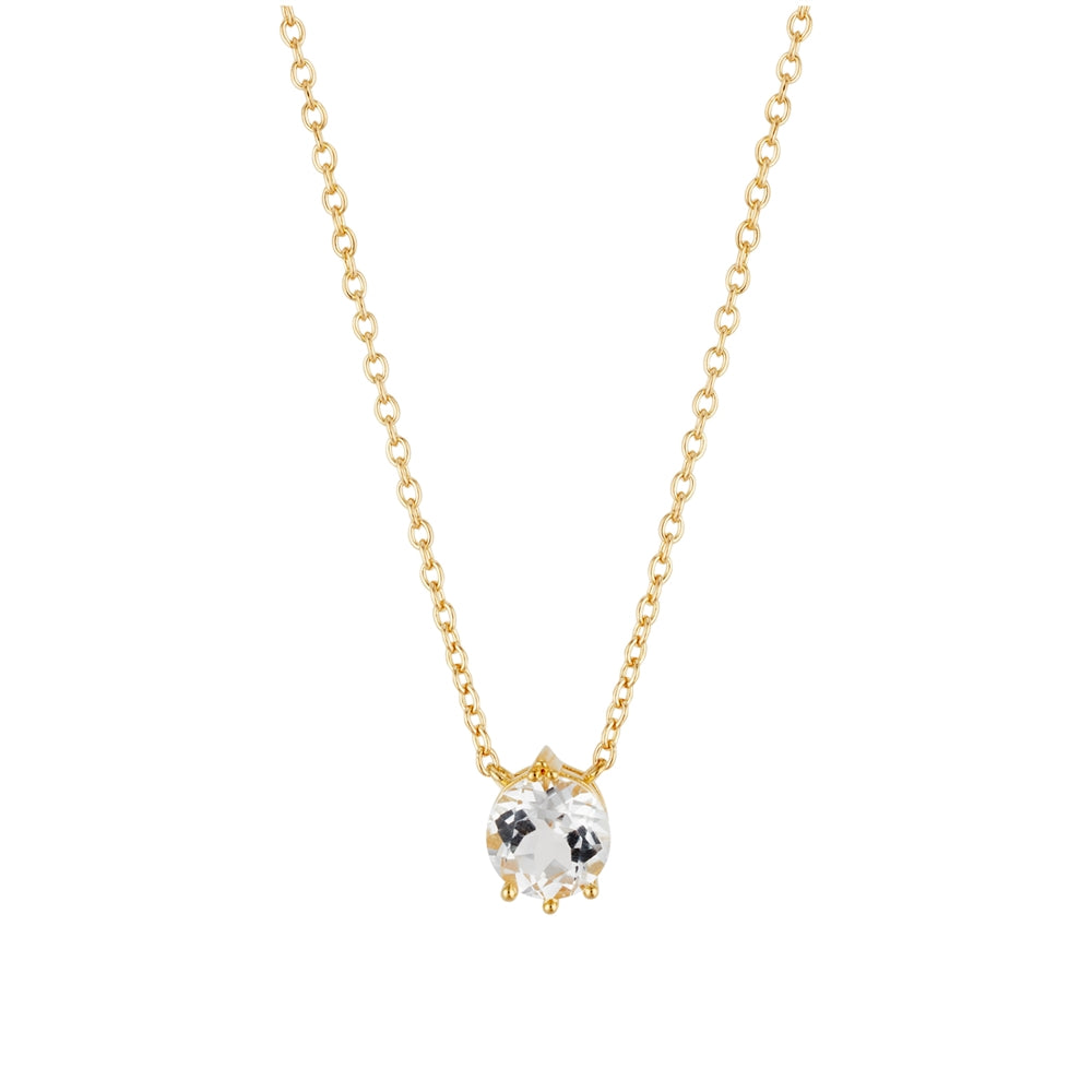 Argento Gold White Topaz Solitaire Necklace