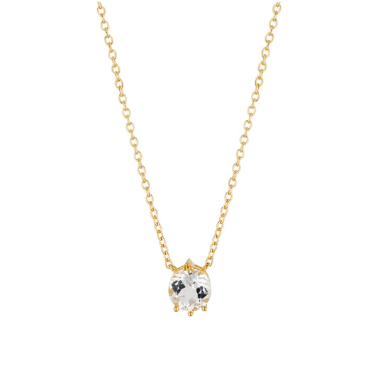 Argento Gold White Topaz Solitaire Necklace