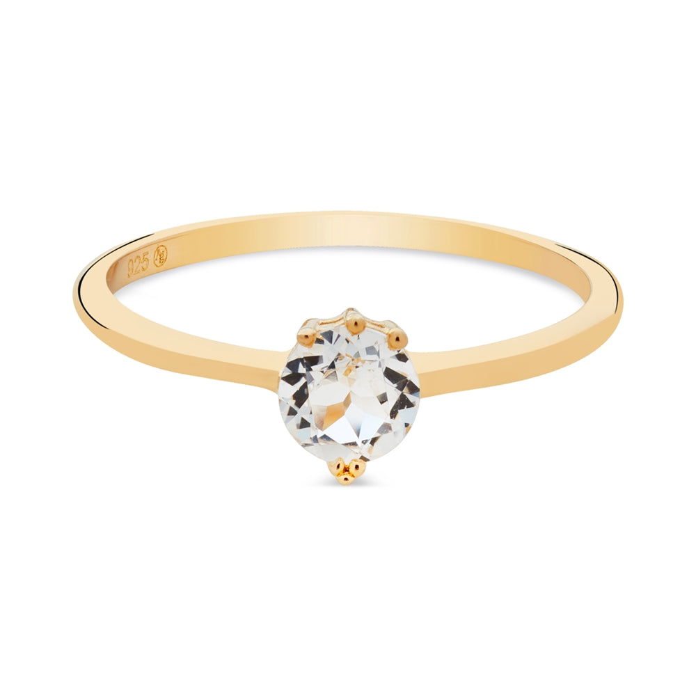 Argento Gold White Topaz Solitaire Ring