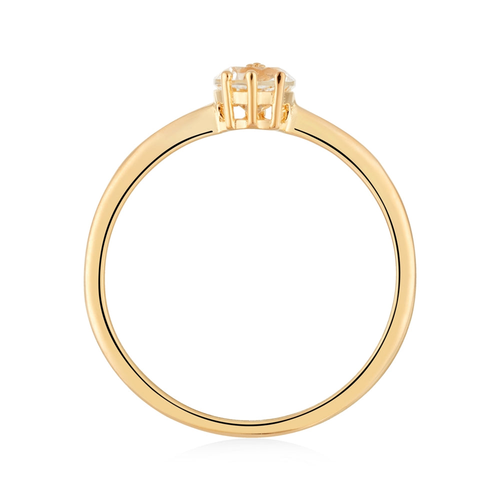 Argento Gold White Topaz Solitaire Ring