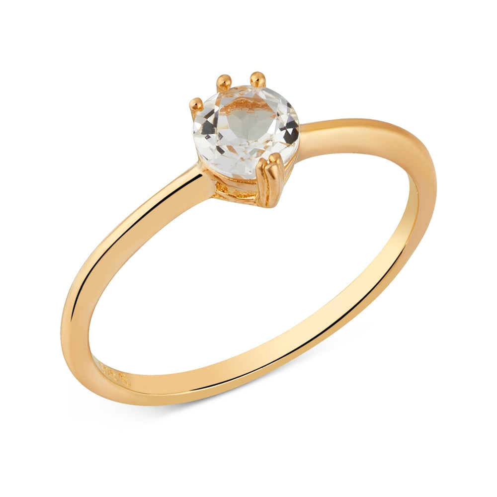 Argento Gold White Topaz Solitaire Ring