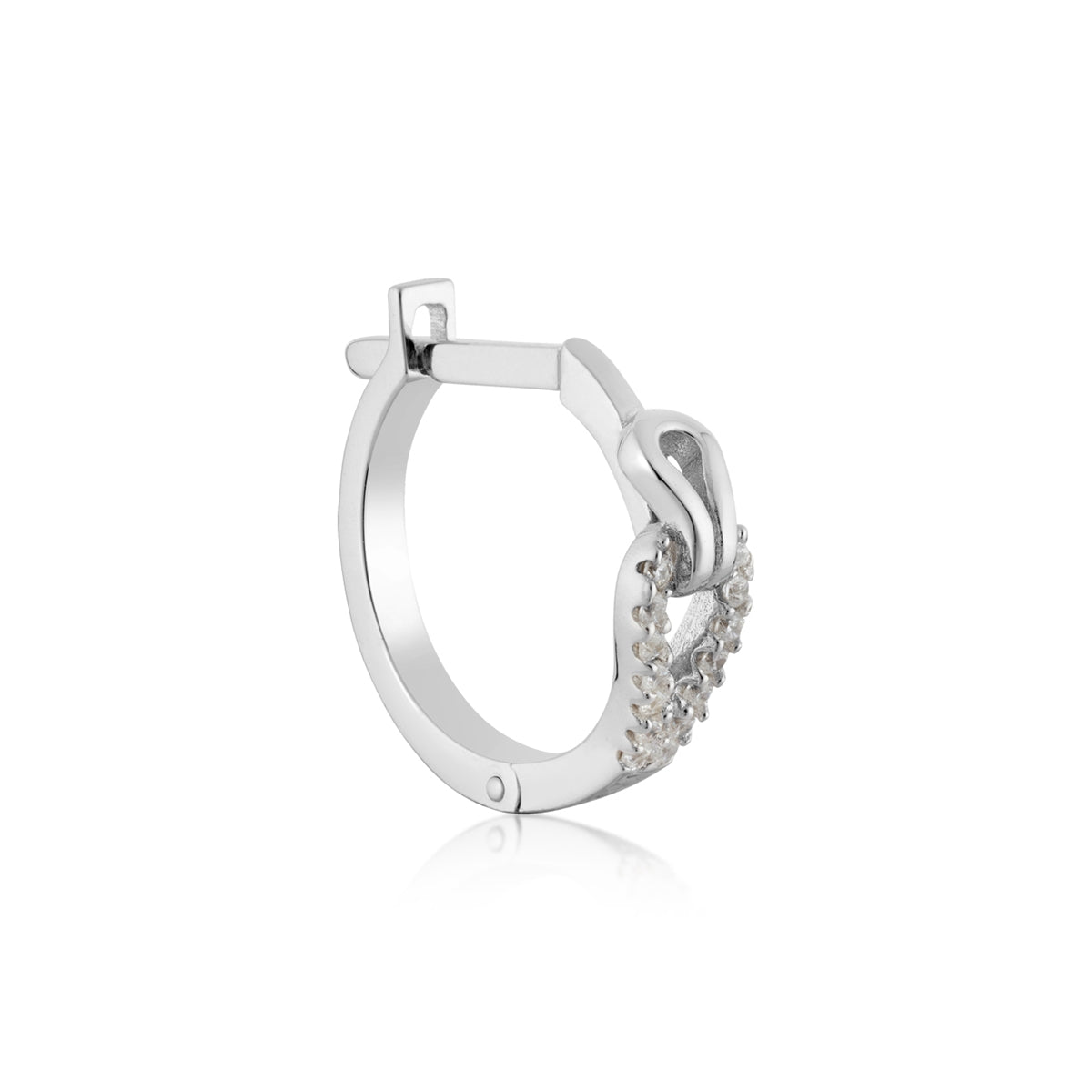 Argento Silver Rein Link CZ Hoop Earring