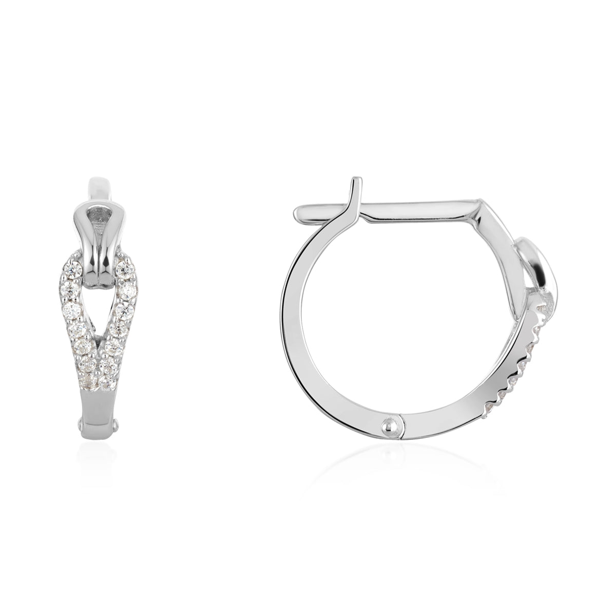 Argento Silver Rein Link CZ Hoop Earring