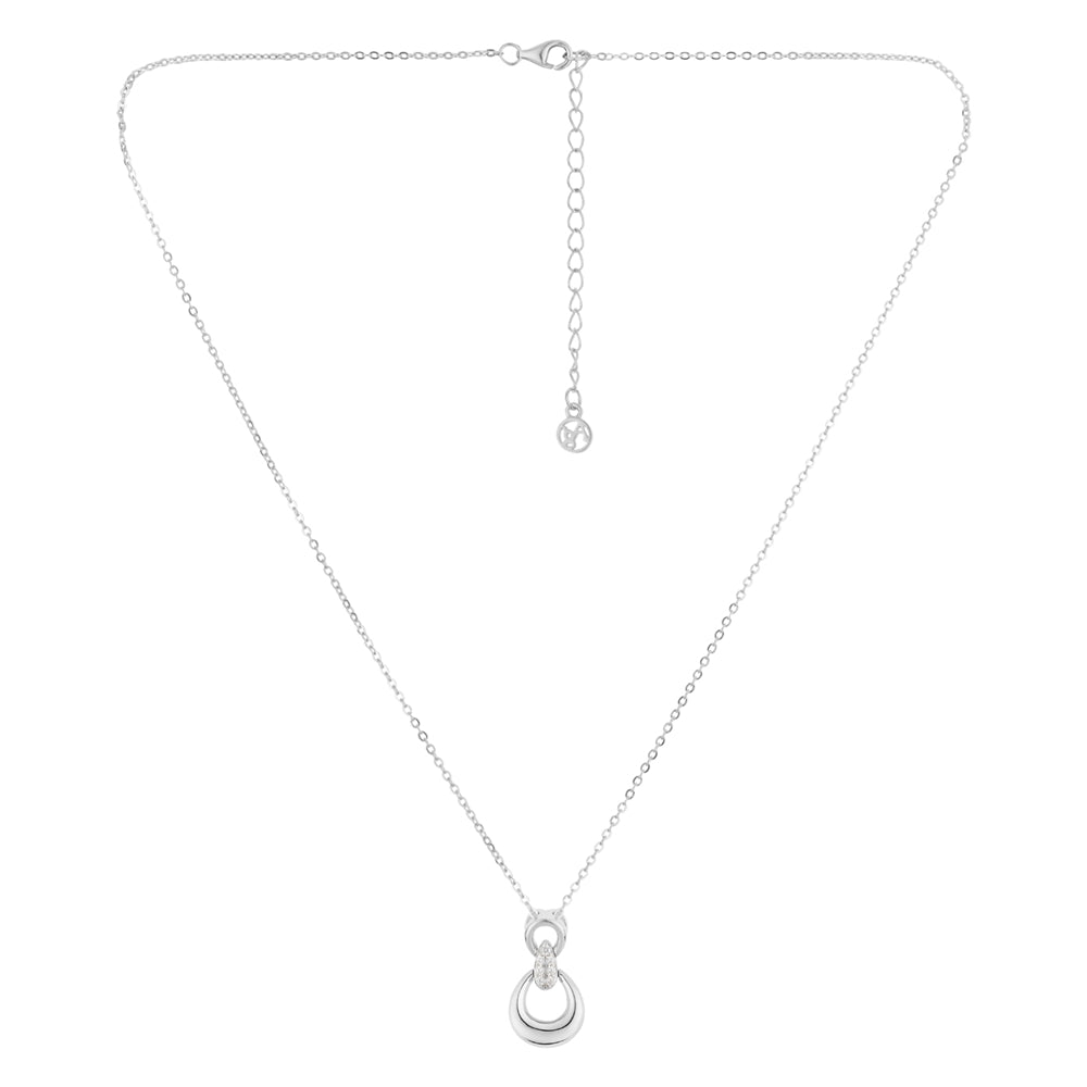 Argento Silver CZ Oval Link Necklace