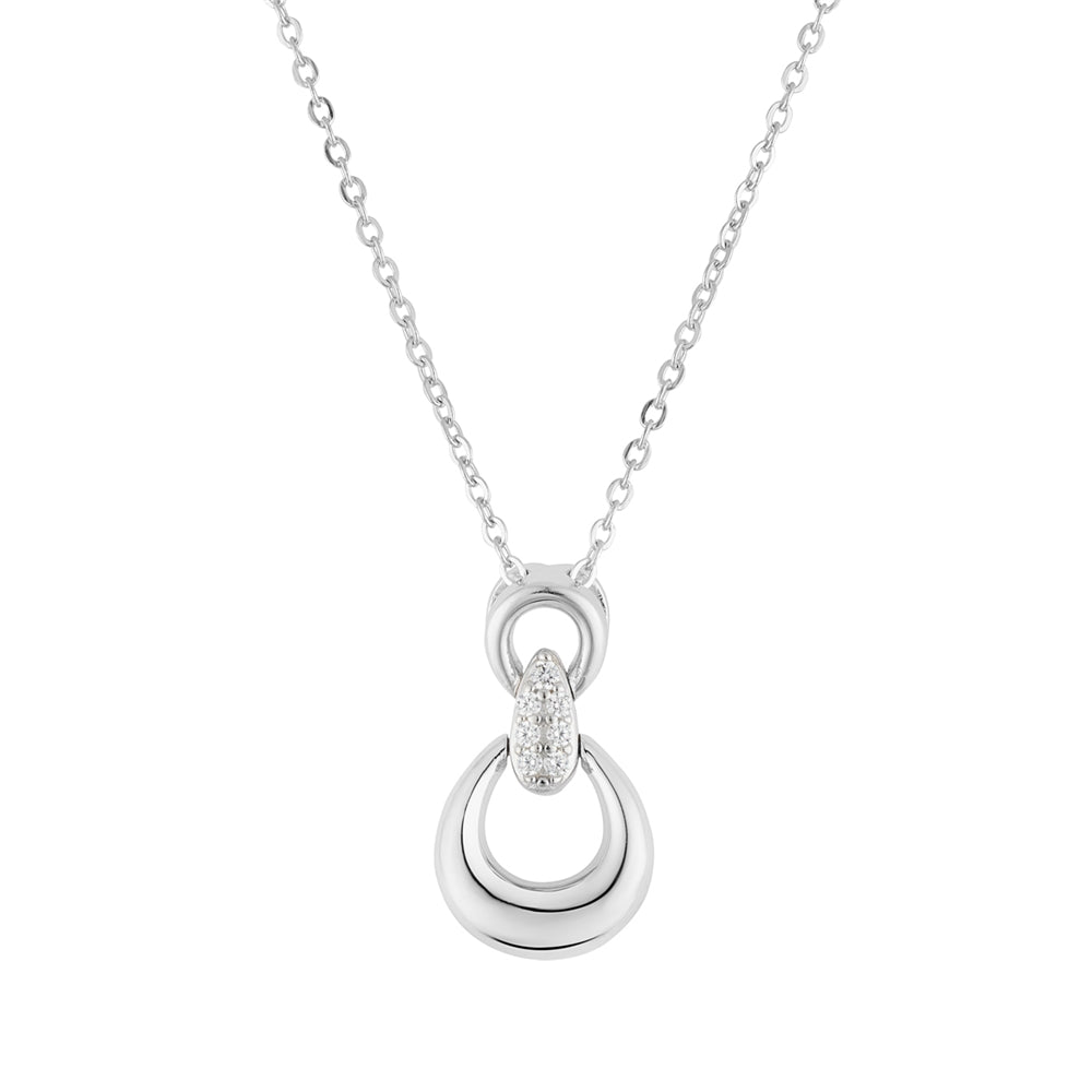 Argento Silver CZ Oval Link Necklace