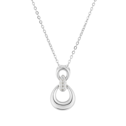 Argento Silver CZ Oval Link Necklace